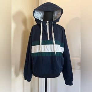 Forever 21 Navy and White Quarter Zip Jacket